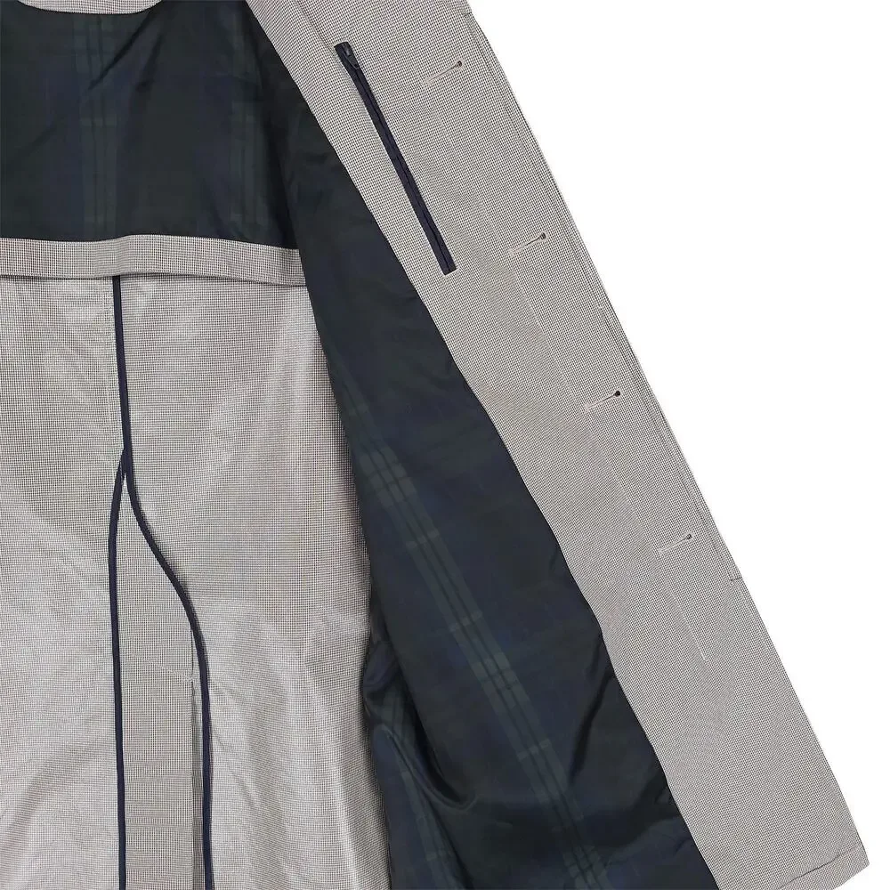 Lauren Ralph Lauren Mens Stanza Classic Fit Raincoat 36R Cream Brown Houndstooth